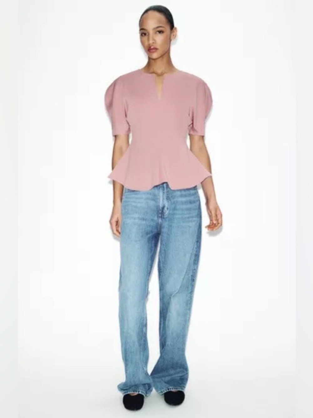 NWT Zara SOFT PEPLUM TOP